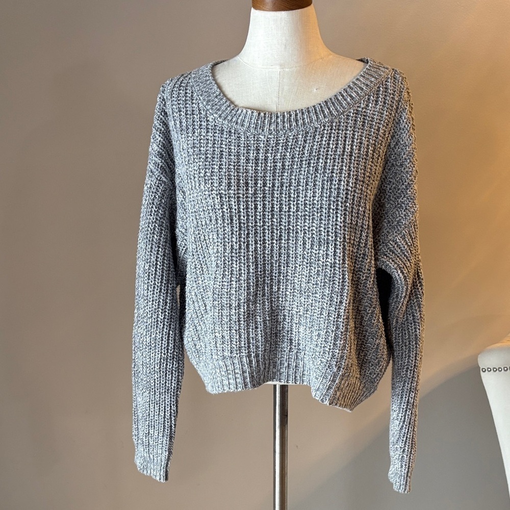 BDG urban outfitters Heather Gray Crew Neck Sweater high low crop oversized Med